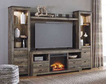 Trinell 4-Piece Entertainment Center with Electric Fireplace